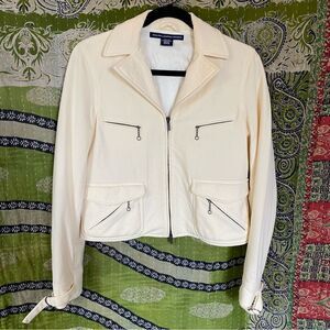Y2K Ralph Lauren Sport Soft Yellow Preppy Sporty Wool Zip Up Jacket Size 8